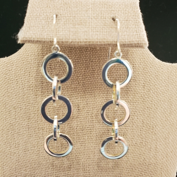 Sterling Interlocking Circles Earrings by C^A - Picture 8 of 12